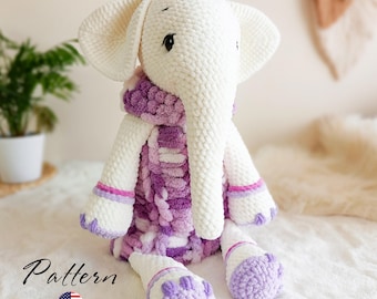 Elephant Crochet Pattern: Amigurumi Pajama Bag (PDF Pattern)