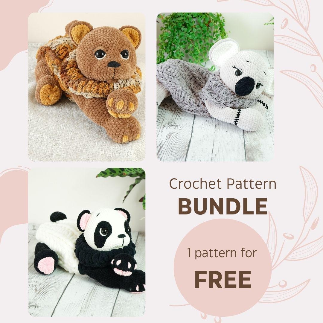 あみぐるみかぎ針編みパターンバンドル: パンダ、コアラ、テディ (PDF