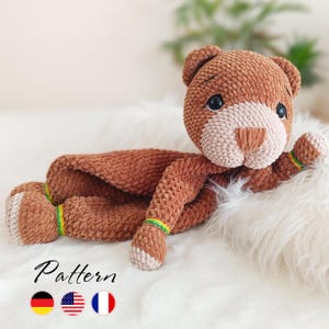 Snuggler Crochet Pattern, Snuggler Teddy, Teddy Bear rochet pattern, Crochet Comforter, Crochet Toys Pattern, PDF in English, French, German
