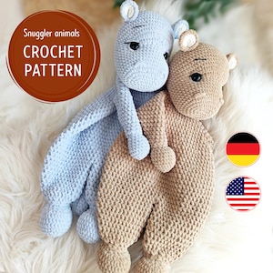 Nijlpaard Snuggler-haakpatroon, gehaakt dekbed, amigurumi-nijlpaard, gehaakt knuffelspeelgoed, gehaakt nijlpaard, Häkelanleitung deutsch,
