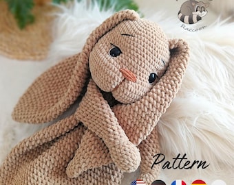 Bunny Crochet Snuggler Pattern – Amigurumi Lovey Comforter PDF in 5 Languages