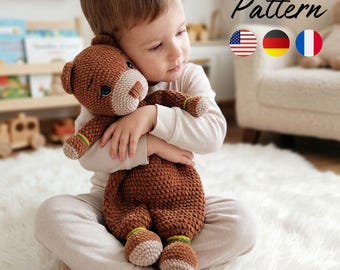 Wzór na szydełkowego misia-przytulacza – Amigurumi Comforter w formacie PDF w języku angielskim, francuskim i niemieckim