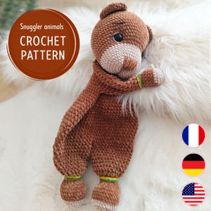Snuggler Crochet Pattern, Snuggler Teddy, Teddy Bear rochet pattern, Crochet Comforter, Crochet Toys Pattern, PDF in English, French, German