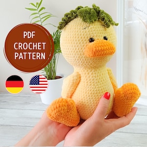 Duck Crochet Pattern, Amigurumi Duck, Amigurumi Pattern, Crochet Duck Tutorial, Crochet Toys Pattern, Cuddly Toy, PDF English, German