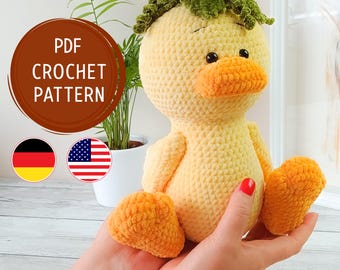 Duck Crochet Pattern, Amigurumi Duck, Amigurumi Pattern, Crochet Duck Tutorial, Crochet Toys Pattern, Cuddly Toy, PDF English, German