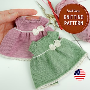 Small Dress Knitting Pattern, clothes for 8-10 inches toys,