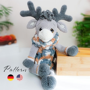 Reindeer Crochet PATTERN | Crochet pajama bag pattern | Amigurumi patterns | Amigurumi Reindeer |  Pajamas holder | hkelanleitung deutsch