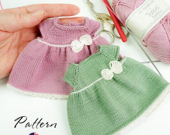 Small Dress Knitting Pattern, clothes for 8-10 inches toys,