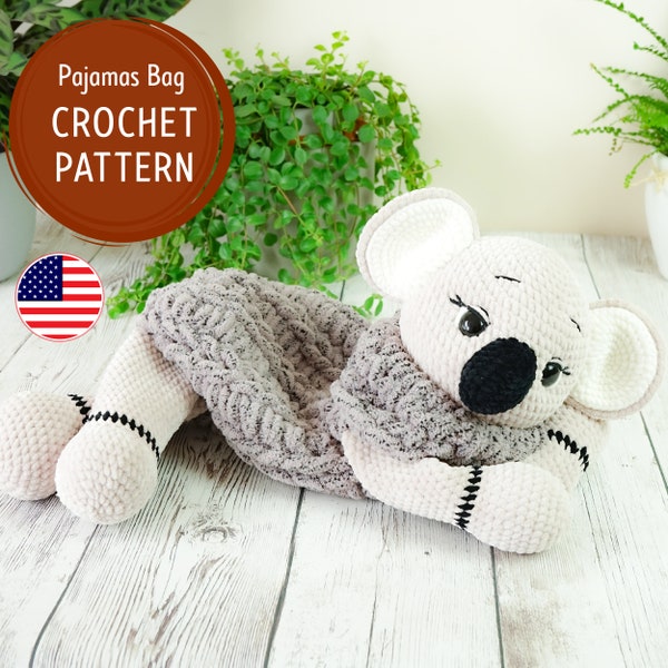 Crochet Koala Pajama Bag Pattern, Koala Crochet PATTERN, Koala Amigurumi patterns,  Crochet Toys, Pajamas bag