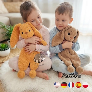 Schema all'uncinetto per coniglietto coccoloso - Amigurumi Lovey Comforter PDF in 5 lingue