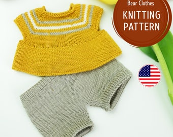 Doll Clothes Knitting Pattern,  Knitting shirt and pants, Bear Clothes, Clothes for 8-10 inches toys, toy outfit knit pattern, PDF, English