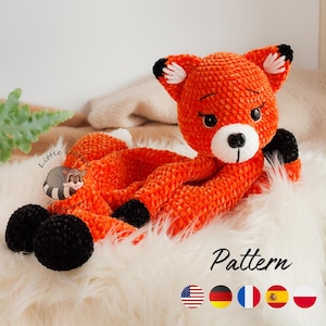 Patrón de zorro de ganchillo para acurrucarse: Amigurumi Lovey PDF (inglés, alemán, francés, español, polaco)