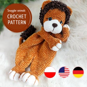 Lion Crochet Comforter, Crochet Pattern, Lion Comforter, Crochet Snuggler Toys, Comforter Pattern, PDF in English, Polish, German