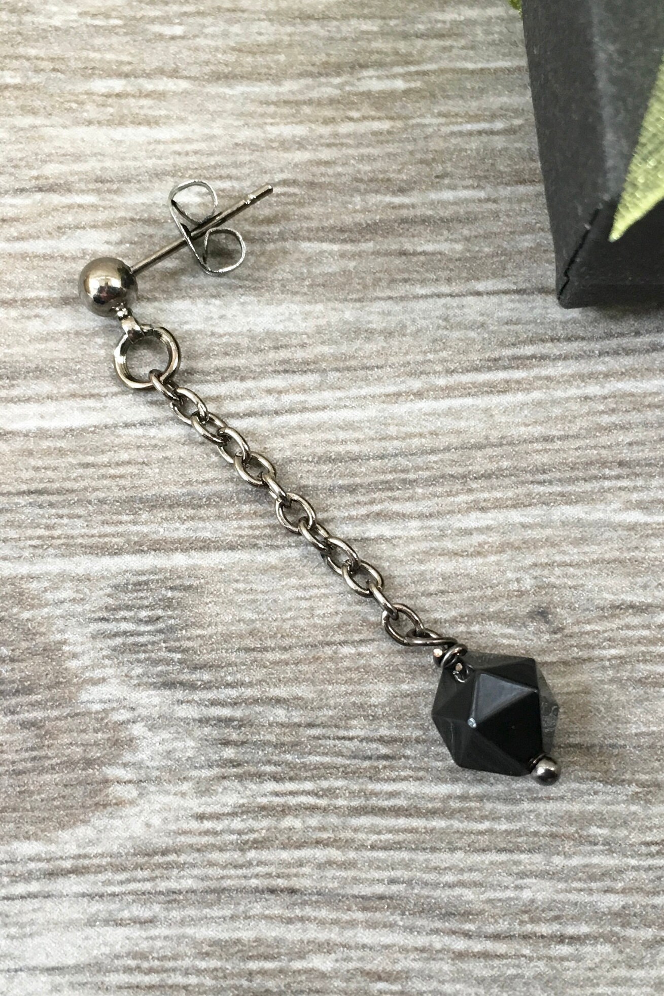 Long black onyx earring, one single earring or a pair of earrings