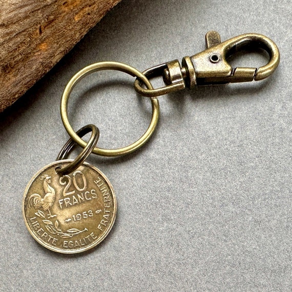 1953 French 20 franc coin bag clip, coin fromFrance  71st  birthday gift or anniversary present