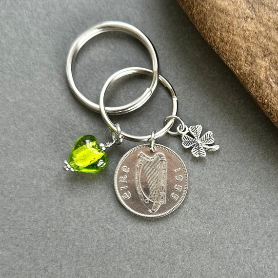 Irish shilling coin clip, keying or keychain, choose coin year for a perfect birthday present or Anniversary gift