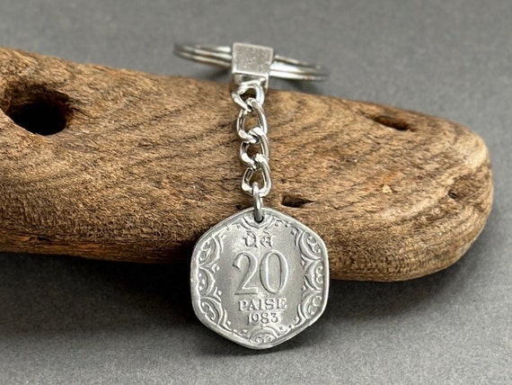 1983 coin keychain, India, Ashok-Stambh, Ashoka's Pillar, anniversary, travel, gap year, 41st  birthday gift or anniversary