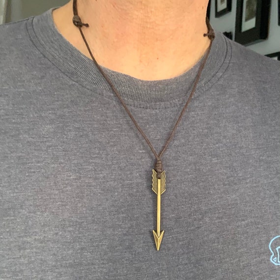 Arrow adjustable necklace, with a black or brown waxed cotton cord, adjustable length