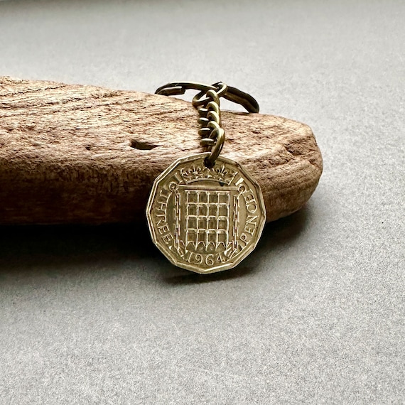 1964 threepence key ring, a perfect nostalgic 60th birthday or anniversary gift