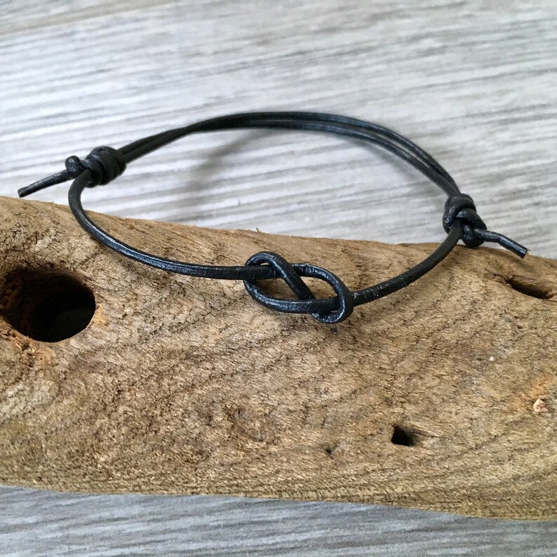 Leather infinity knot bracelet simple adjustable jewellery Etsy