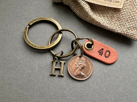 40th birthday gift, 1984 British lucky penny key ring, key chain or Clip, also a great gift for a 40th anniversary