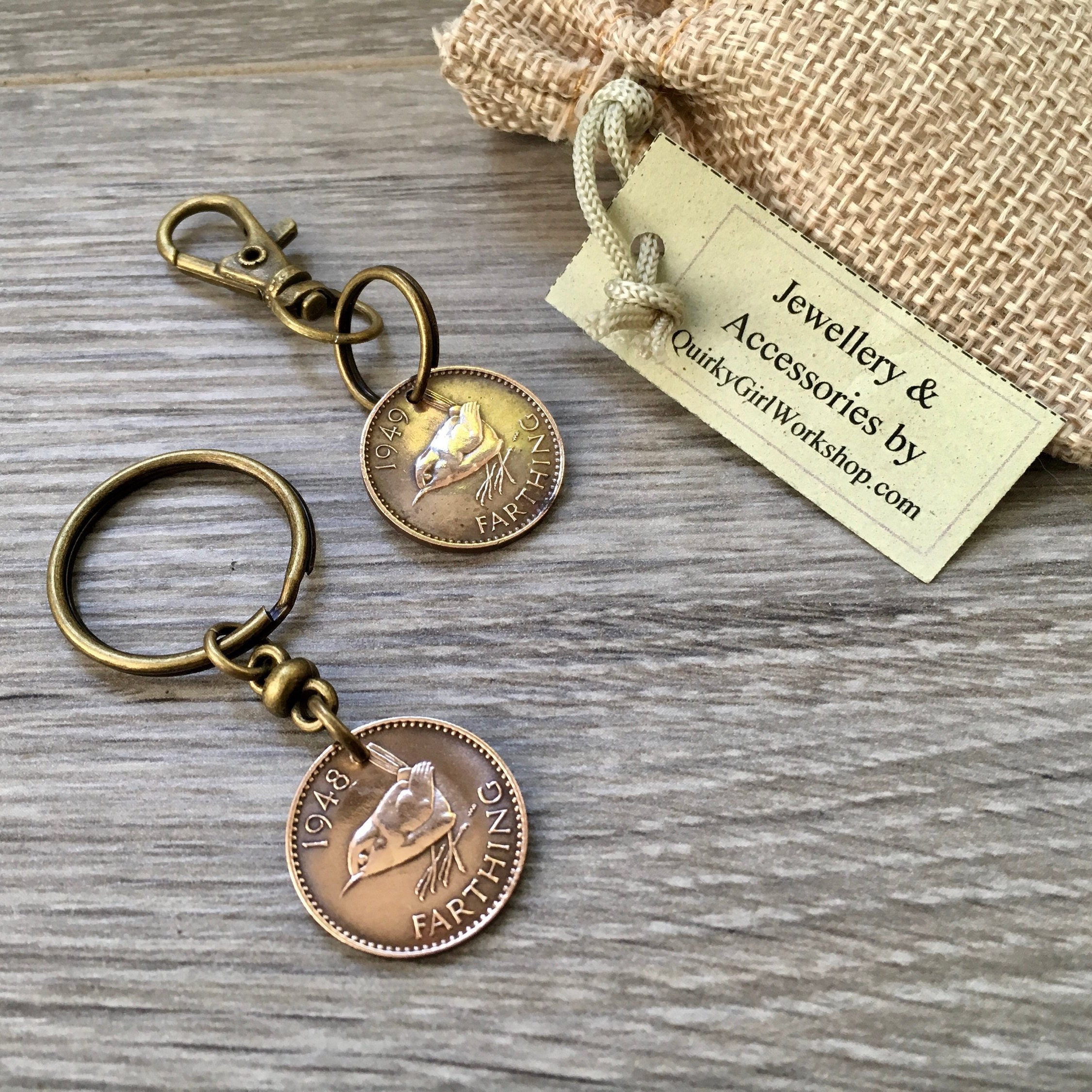 Farthing Keyring Keychain or Clip Choose Between 1947 1948 Etsy UK