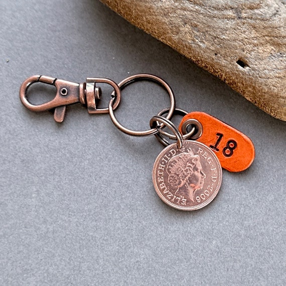 18th birthday or anniversary gift, a 2006 British two pence coin Key ring or clip