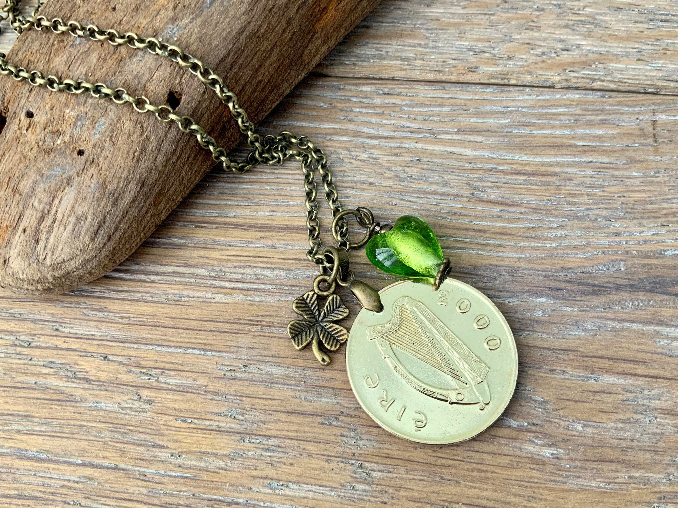 20th Anniversary Gifts For Her Jewelry 20th anniversary t 2000 coin necklace green glass
