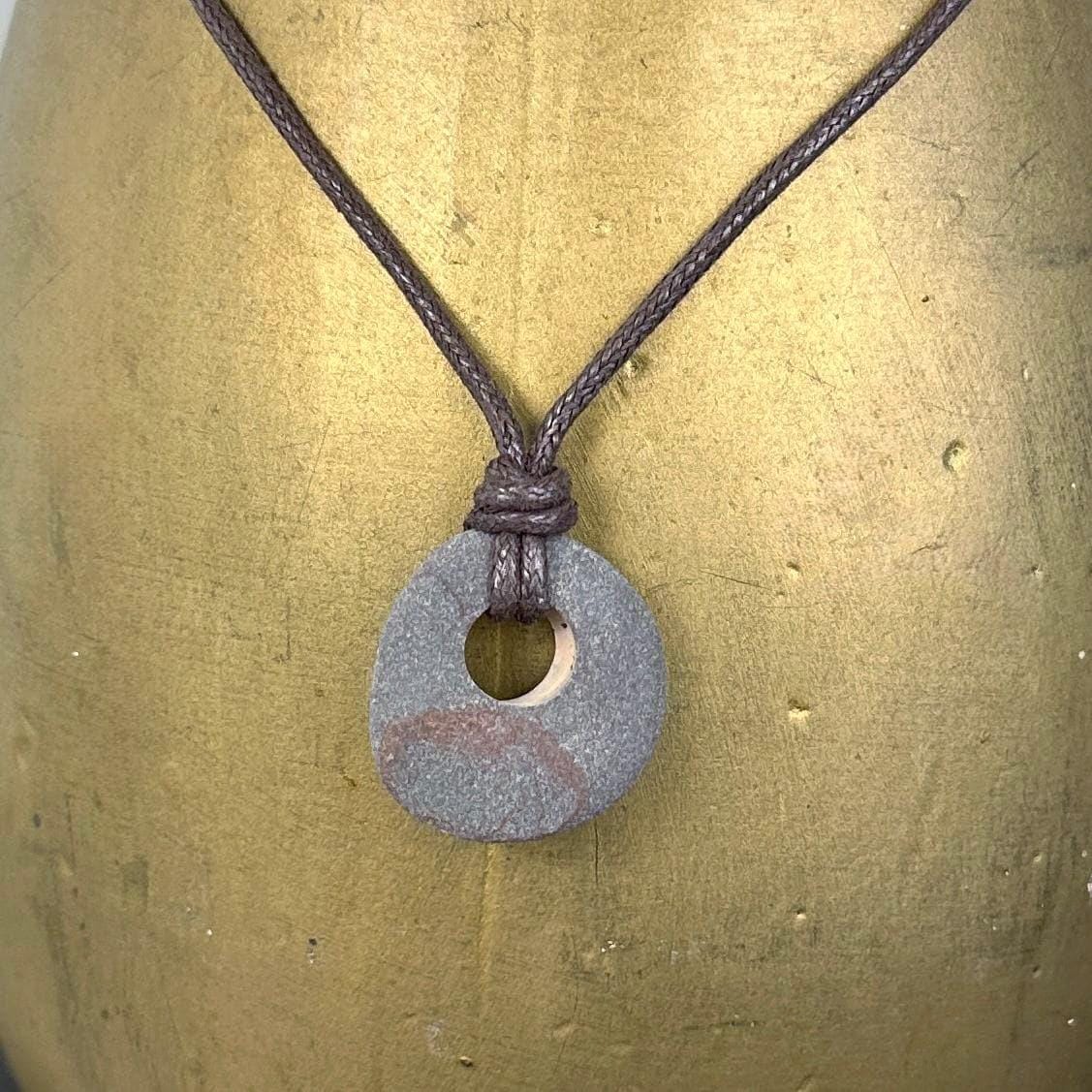 Found Pebble Pendant Necklace: Natural Stone, Waxed Cotton Cord - Etsy