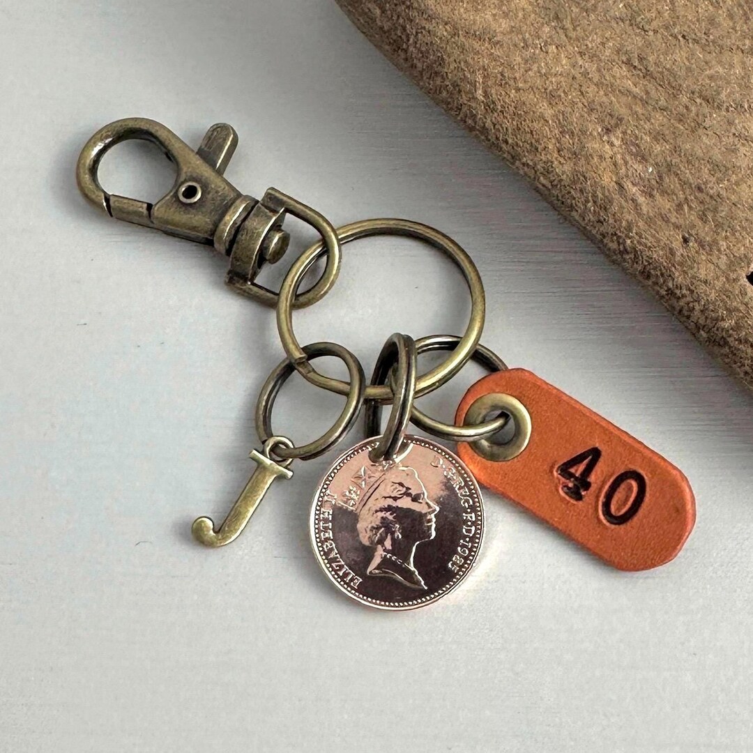 40th Birthday Gift 1985 British Lucky Penny Key Ring, Key Chain or Clip ...