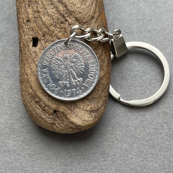 Polish coin keyring, 1 zloty from Poland keychain, choose coin year for a perfect birthday or Anniversary gift for a man, woman