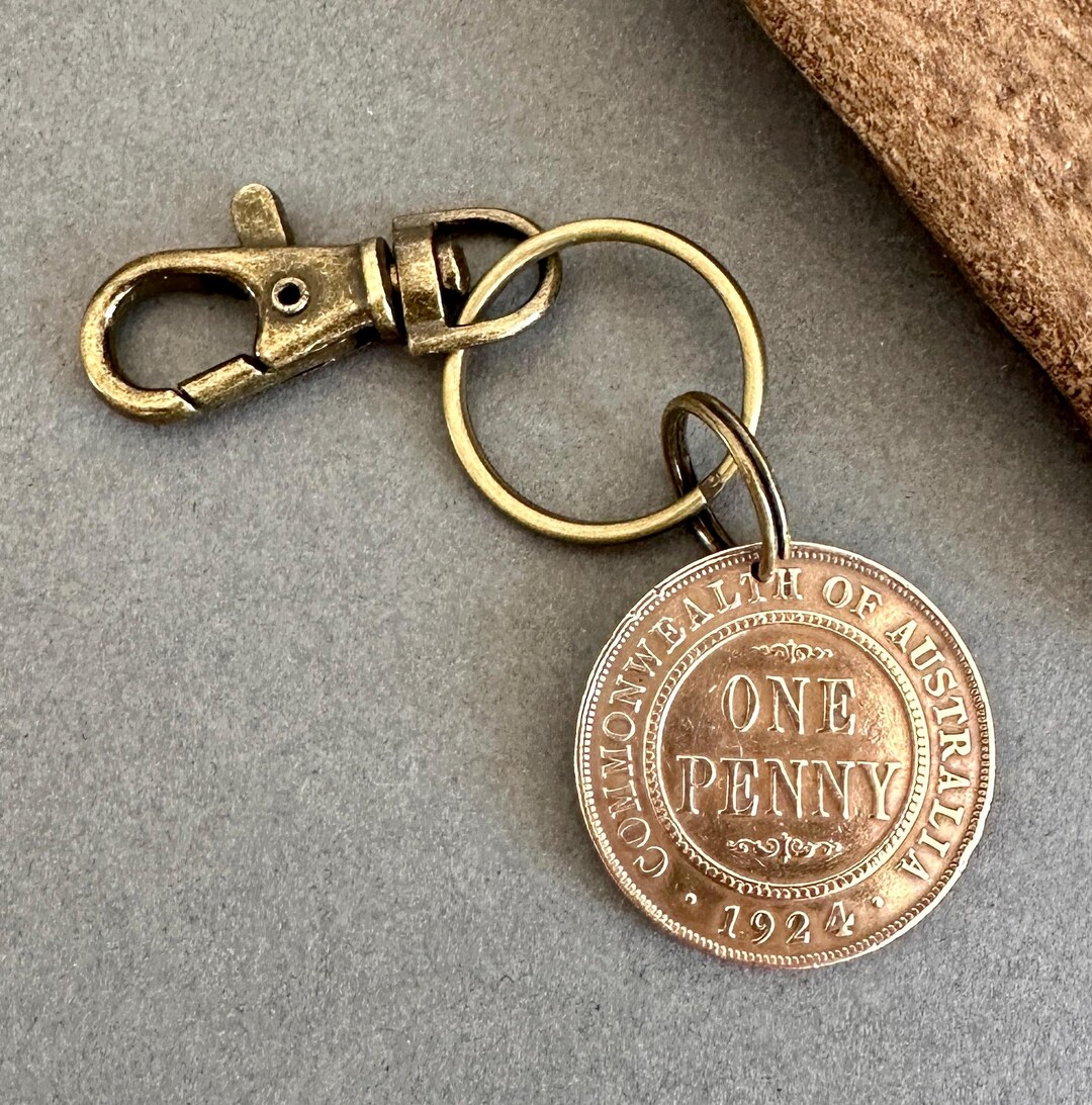 Old Style Key Rings 1924 Australian Penny Clip Style Key Ring, 102nd Birthday Gift From ...