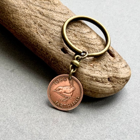 QuirkyGirlWorkshop 1989 Italian Coin Key Ring, Italy Key Chain, 50 Lire Key Fob, 35th Birthday Gift or Anniversary Present