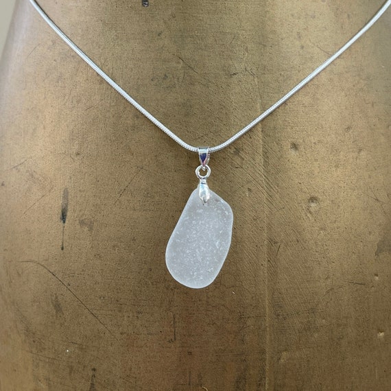 Natural sea glass pendant, genuine beach glass necklace, mermaids tears, simple jewellery, Cornish sea glass, Cornwall,