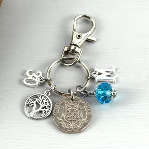 1996 British Twenty Pence Coin Keyring: 30th Birthday Gift with Initial