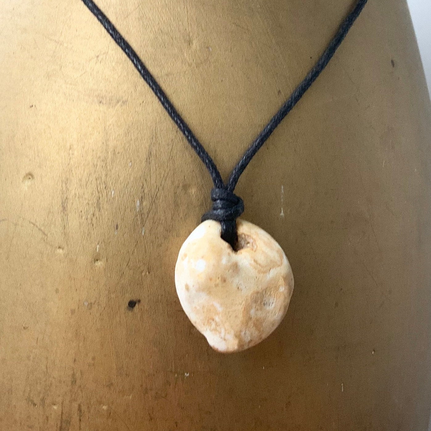 Holey stone pendant, hag stone necklace, raw beach rock jewellery ...