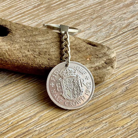 1962 British Half crown coin keyring or keychain, perfect for a 62nd birthday or  Anniversary gift