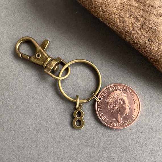 8th anniversary gift, 2016 two pence coin  key ring , key chain, wedding, bronze eighth anniversary present for a man or woman