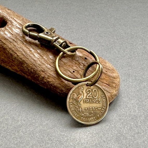 1950 French 20 franc coin bag clip, coin fromFrance  74th  birthday gift or anniversary present