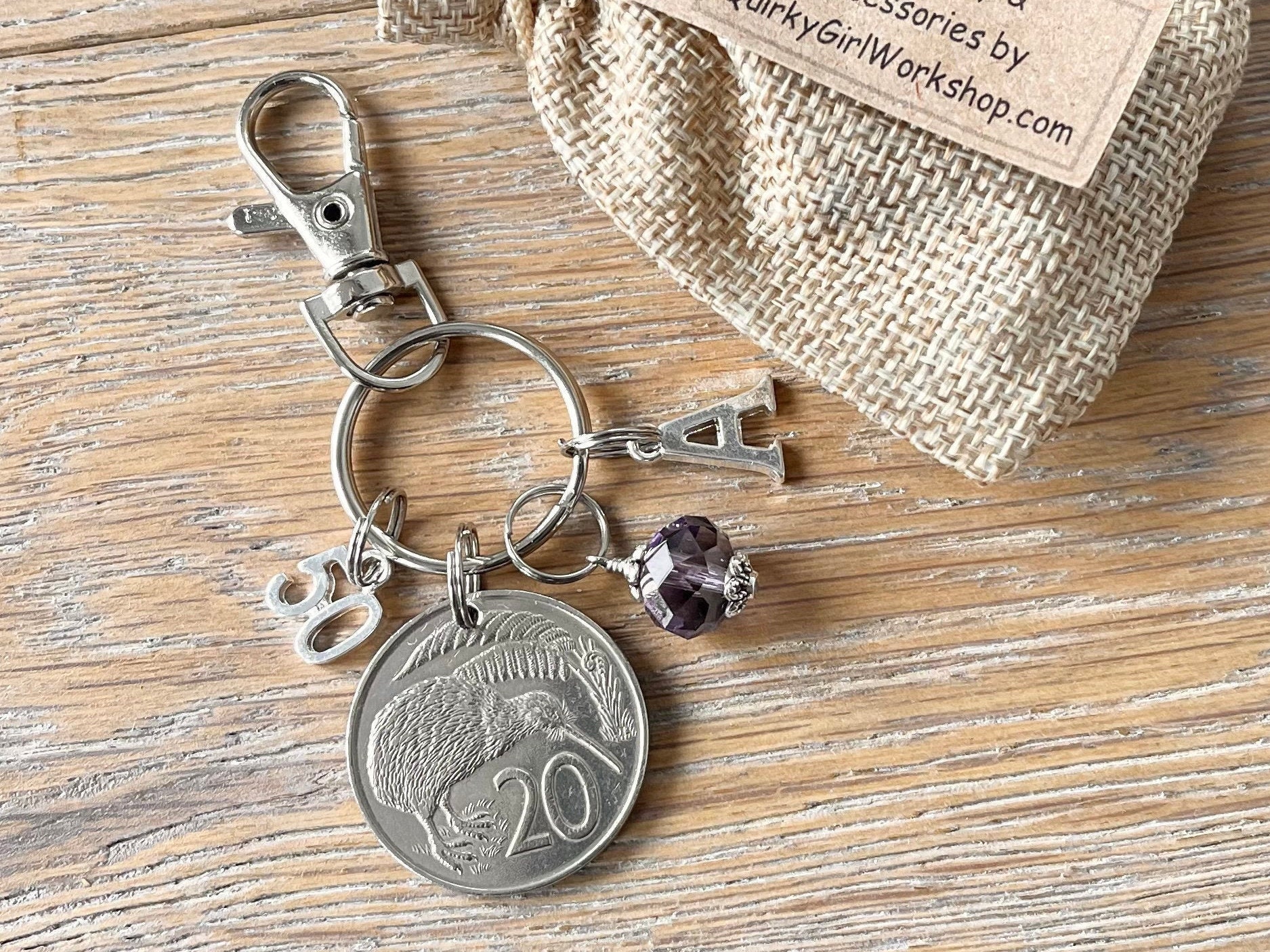 New Zealand 50th Birthstone gift, 1971 20 cent Kiwi coin