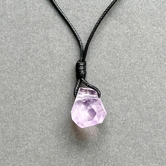 Amethyst point adjustable necklace, purple gemstone pendant