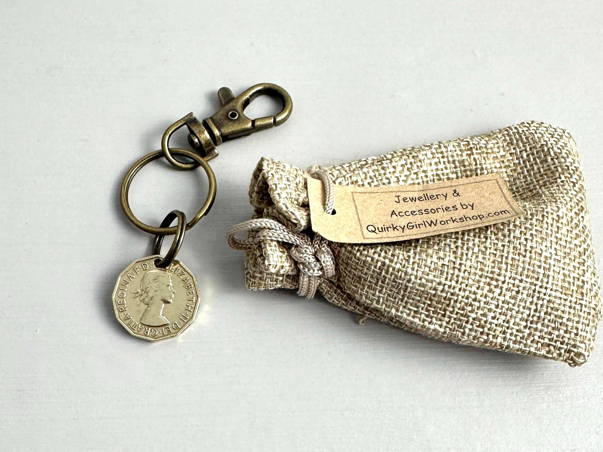 1955年英国製スリーペンスキーホルダー:真鍮製コインクリップ、71歳の誕生日プレゼント