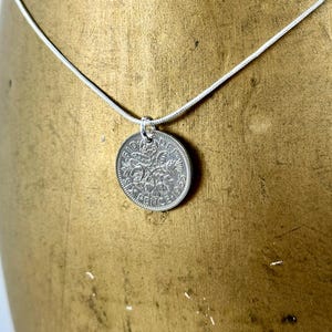 60th birthday gift Idea 1965 sixpence necklace, a British coin pendant on a silver plated chain, comes in a luxury gift box