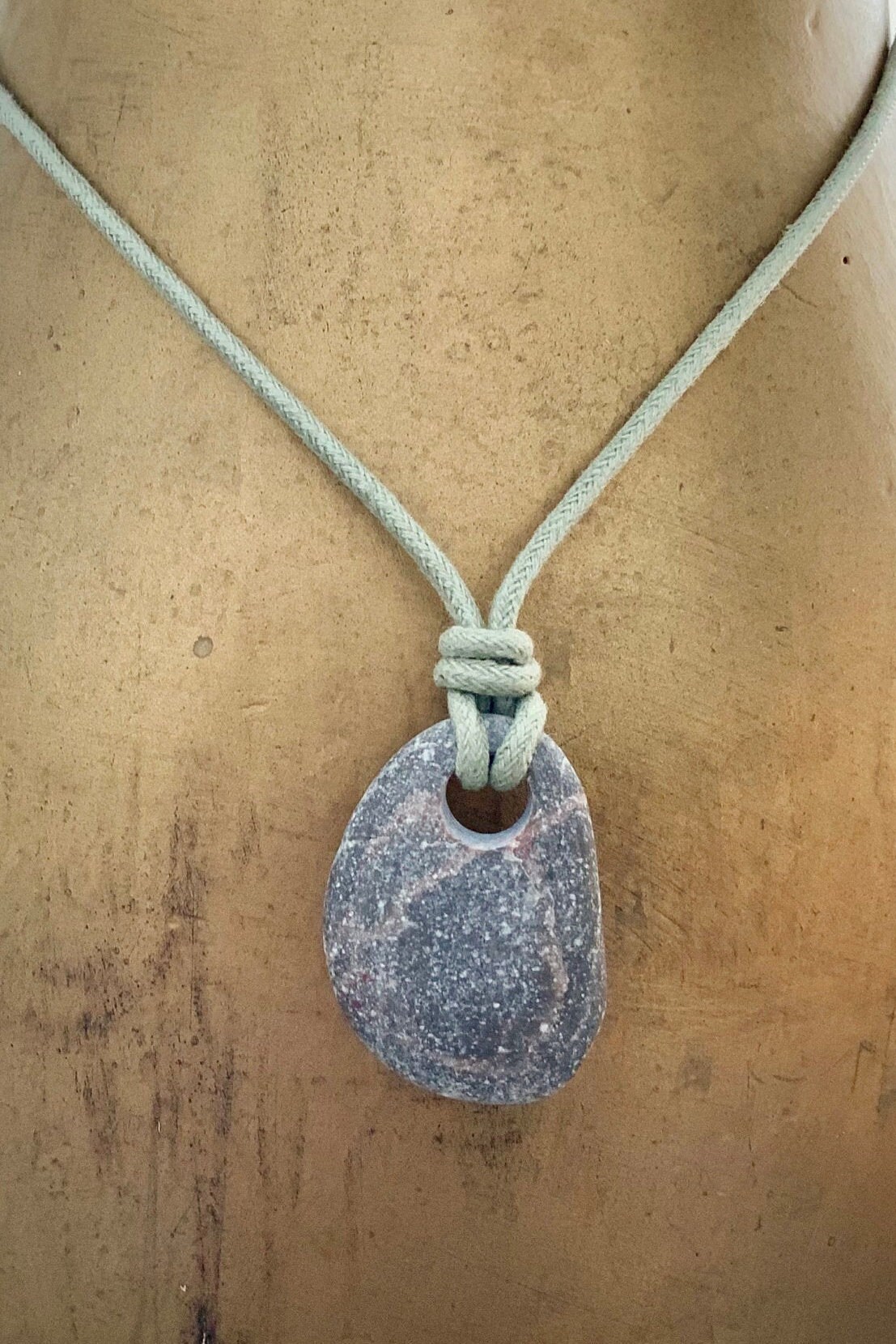 Raw stone necklace, found pebble pendant, natural jewelry, vegan