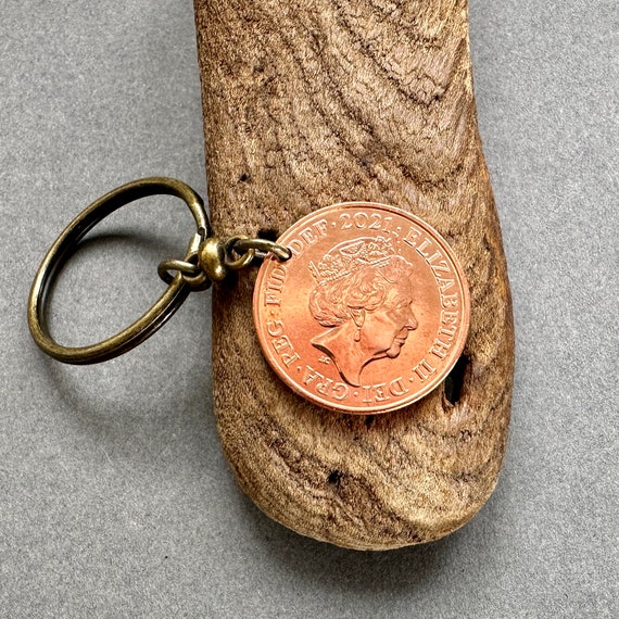 2021 British two pence coin Key ring, key chain, a useful 3rd  UK Anniversary gift,