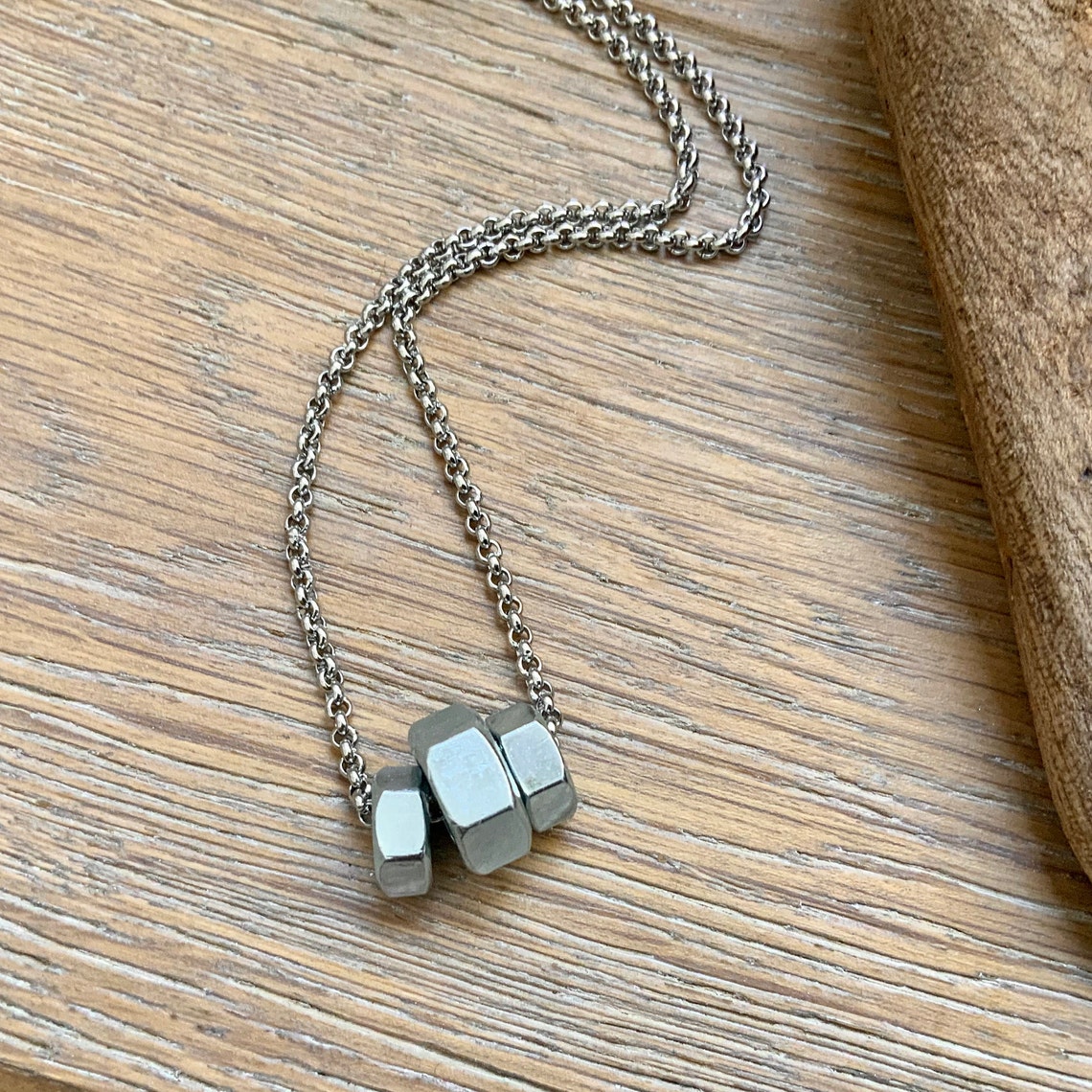 Hex Nut Necklace Unisex Hardware Jewelry Stainless Steel Etsy