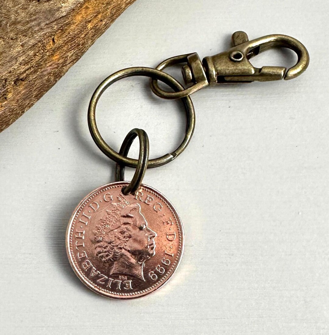1999 British Two Pence Coin Keychain: 27th Birthday Gift - Etsy