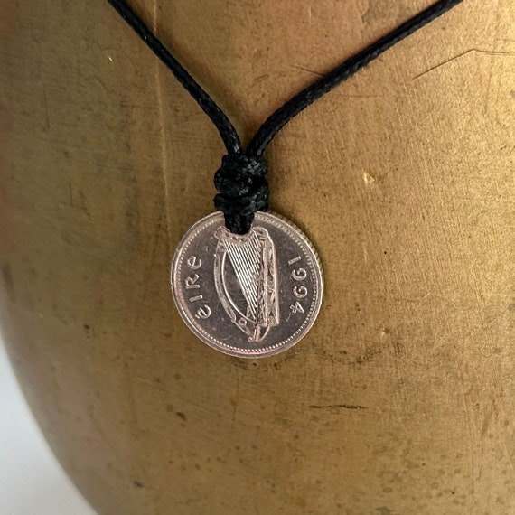 30th birthday gift, an Irish ten pence coin minted 1994 handmade into an adjustable necklace, perfect Ireland gift for 30th anniversary