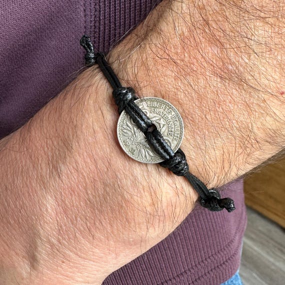 French 10 Centimes Coin Bracelet: Knotted Adjustable Jewelry - Etsy