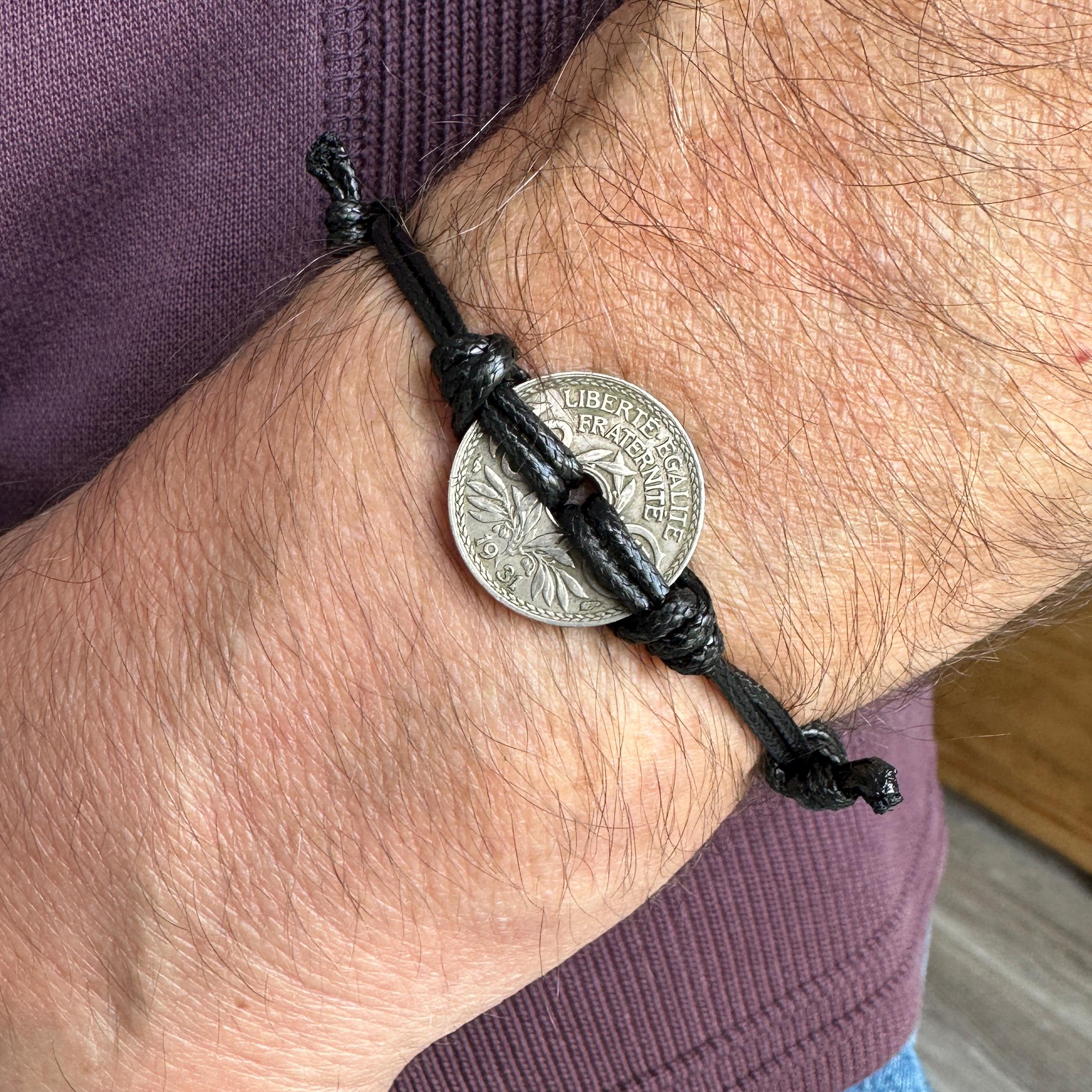 French 10 Centimes Coin Bracelet: Knotted Adjustable Jewelry - Etsy